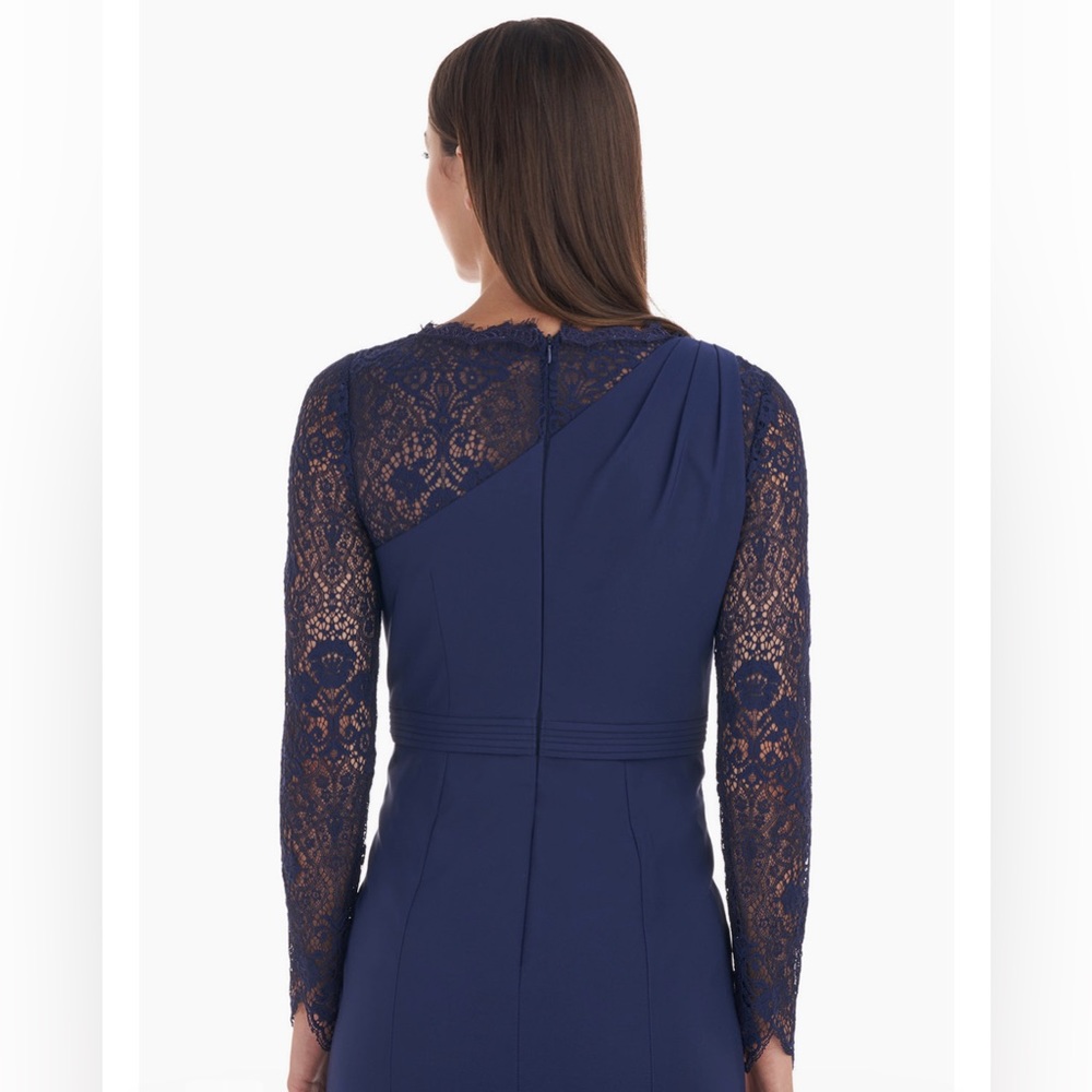 JS COLLECTIONS Women’s Maria Scallop Column Gown Blue Size 10 - Picture 4 of 16